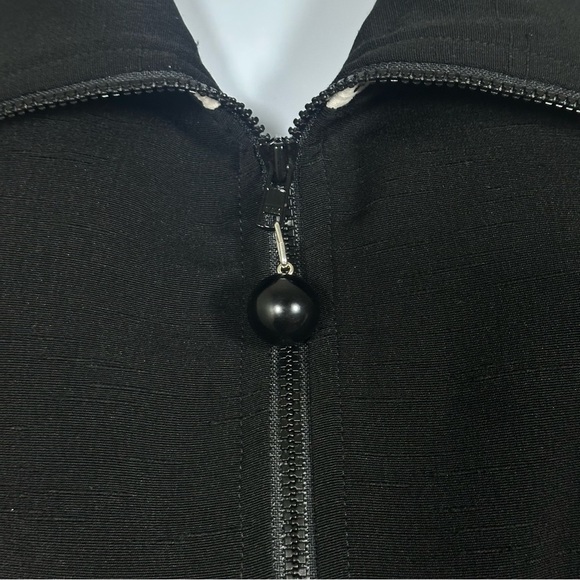 Caroline Rose Black Zip Front Jacket Polka Dot Cuff Pockets Womens Size Medium - Picture 8 of 13